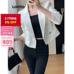(Trendy) Lovito Casual Blazer Feminino Liso com Botão Frontal LNA41211