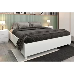 Cama de Casal Queen Mônaco Branco/Neve - Tcil Móveis