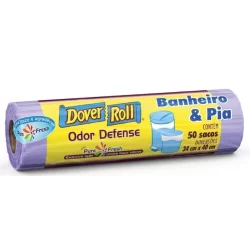Saco p/ Lixo Dover-Roll Odor Defense Pure Fresh Banheiro & Pia Lilás 50un