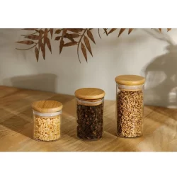 Porta Mantimento de Vidro com Tampa de Bambu 120ml