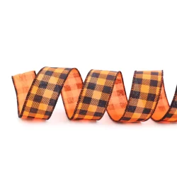 Fita Halloween Xadrez - Laranja/Preto - 1 unidade - Cromus - Rizzo