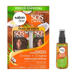 Kit Shampoo e Condicionador + Óleo SOS Cachos Óleo de Coco