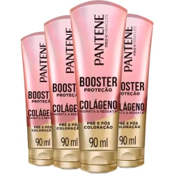 Kit Booster De Proteção Pantene Colágeno Pré e Pós Coloração 90ml - 4 Unidades