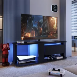 Rack para Tv até 55 Polegadas Estilo Gamer com 1 Gaveta e Iluminação em Led Rgb Mel/Preto