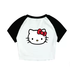 Cropped Raglan Feminino Tumblr blogueira hello kitty rosto feminina curta