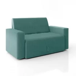 Sofá Cama Casal 5000 Com Braço Veludo Azul Turquesa Mamflex Azul Turquesa