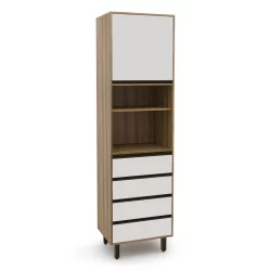 Armário Paneleiro 1 Porta 4 Gavetas Confort Cinamomo/Off White