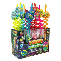 Pirulito Kids Zone Twist Straw Pop Sabores Sortidos 44g com 1 Unidade