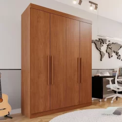 Guarda-roupa Solteiro 4 Portas 3 Gavetas Roma Espresso Móveis Cinamomo