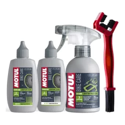 KIT MOTUL BIKE CARE CHAIN LUBE DRY 100 ML + CHAIN LUBE WET 100 ML + EZ LUBE 300 ML + ESCOVA