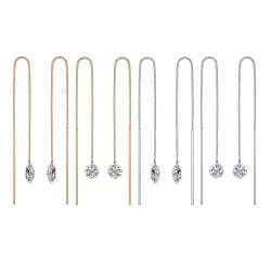 2PCS Kit Piercing Palitinho Corrente Aço Cirúrgico Pvd Zircônia Oval