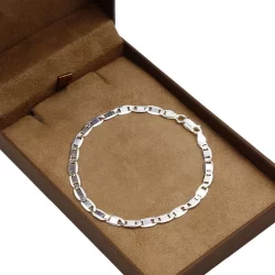 Pulseira de prata 925 piastrine grossa 4,3mm diamantada 21cm