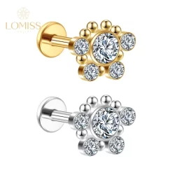 Lomiss Piercing Tragus Orelha Labret Aço Cirúrgico Indiano Zircônia