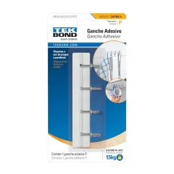 Gancho zafira de plástico branco e metal p - tekbond
