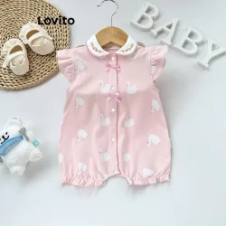 (Trendy) Lovito Body bordado com laço e estampa de animal fofo para bebê LNL92011