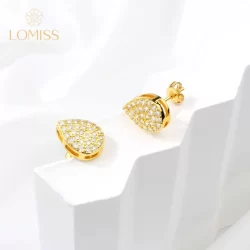 Brinco  Delicado Elegante Antialérgico Folheado a Ouro 18k Gota Zircônia Cravejada Luxo