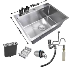 Cuba Gourmet Pia Inox Quadrada Cozinha Luxo 75*45cm  Acessórios