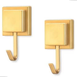 Kit 2 Ganchos Cabide Suporte Porta Toalha Parede Pano de Prato Banheiro Cozinha Dourado Fosco Arthi