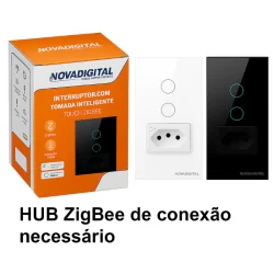 Interruptor Inteligente ZigBee com Tomada – Compatível Alexa e Tuya – HUB Obrigatório