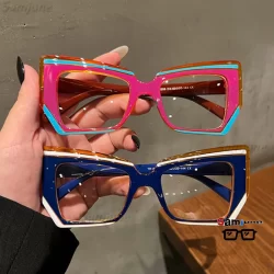 Novo Olho De Gato Espelho Plano Feminino Polígono Moda Retro Colorido Óculos Anti Luz Azul Quadro Decorativo Simples