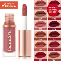 CmaaDu Brilho Labial De Maquiagem De Veludo Fosco De 12 Cores , Copo Antiaderente À Prova D'água E Não Desbotado