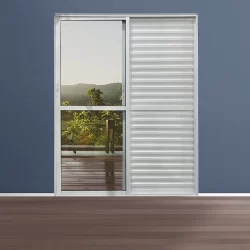 Porta Balcão de Alumínio 3 Folhas 210 x 150cm com Fechadura Linha 25 Esquadrias Bergamo Branco