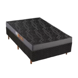 Conjunto Box Solteiro: Colchão Espuma Polar Pérola + Base CRC Suede Black(88x188)