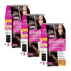 Kit Tintura Casting Creme Gloss Castanho Escuro 300 - 3 Unidades