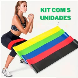 Kit 5 Faixas Mini Band Elásticas Para Exercícios Multifuncional / Yoga / Fisioterapia / Treino Loong