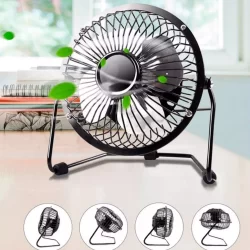 Ventilador de Mesa USB Premium Mini com 4 Pás de Metal Potente e Silencioso