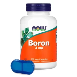 Boron 3mg NOW Foods 250 Caps + Porta Cápsulas