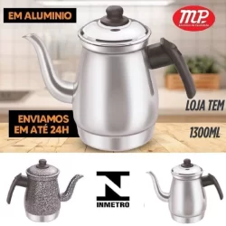Bule Em Prático Alumínio 1300ML E Atraente Polido Ou Preto Ou Grafite Facilita A Limpeza MP Alumínio