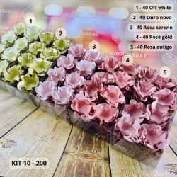 KIT 200 Forminhas De Doces Festa 5 Cores ROSA SERENO +ROSA  ANTIGO+ ROSÊ GOLD+ OURO NOVO + OFF WHITE