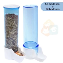 Kit Malha Larga 1 Comedouro 120ml + 1 Bebedouro 100ml Aves Pássaros Em Geral Canario Periquito