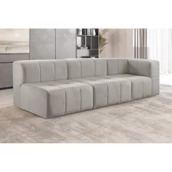 Sofá Modular  3 Lugares Bouclé Cinza