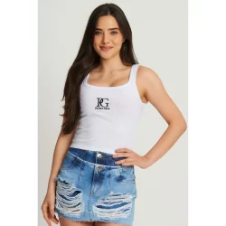 Regata Feminina Canelada Logo Bordado Planet Girls Branco