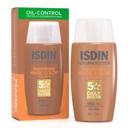 Protetor Solar Facial ISDIN Fusion Water Magic Color FPS 50 Cor Escura 50ml
