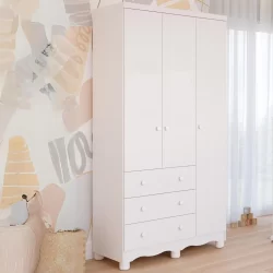 Guarda Roupa Infantil Junior 100% MDF 3 Portas 3 Gavetas