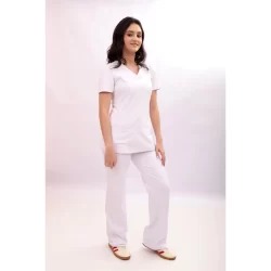 Conjunto Pijama Cirurgico Scrub de poliamida Verona Branco "Toque geladinho"