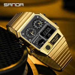 Sanda Retro Trendy Punk Relógio Eletrônico De Quartzo À Prova D'água SD3192-5
