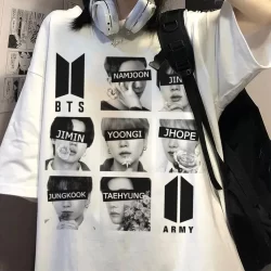 Camiseta Kpop BTS Jhope Jimin Jungkook Taehyung Yoongi Namjoon Algodão Novo Casual