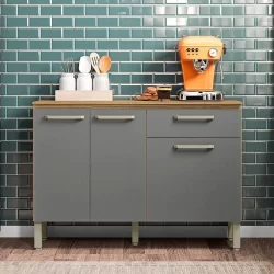 Balcão De Cozinha Ambiente Versalhes Freijó Gris - Kits Paraná