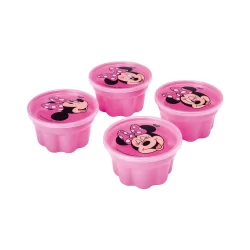 Kit Minnie Rosa 4 Potes Forma Gelatina Sobremesa Plasútil