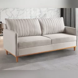 Sofá Fixo 2 Lugares Living Persa Linho Marfim