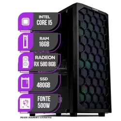 PC Gamer Mancer, Intel Core i5, RX 580 8GB, 16GB DE RAM, SSD 480GB, Fonte 500W 80 Plus
