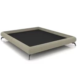 Cama Casal Queen Base Box Pés de Ferro Estilo Industrial 176cm Otto P05 Linho Bege - Lyam Decor