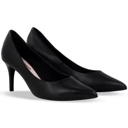 Scarpin Couro Bottero Salto Alto Bico Fino Fosco Feminino - Preto