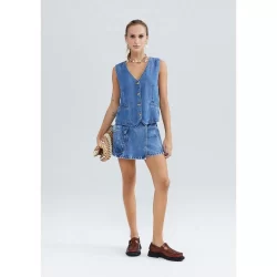 Shorts Saia Jeans Cargo Cintura Média Hering