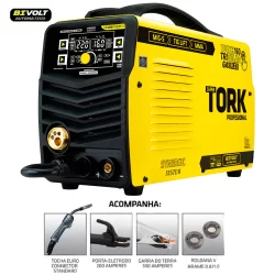 Inversora de Solda Profissional 3 em 1 Super Tork FLEX 160 A MIG FLEX + TIG LIFT + MMA Bivolt 5 kg