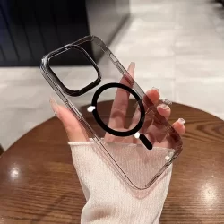 Magnético Não Amarelado Adequado Para IPhone 16 15 Pro Max Transparente Ultra Fino PC Bare Touch 14 13 12 Estojo Protetor Rígido Completo